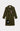 Military green twill trench coat with officially licensed Joy Division Love Will Tear Us Apart reference, genderless film-noir silhouette